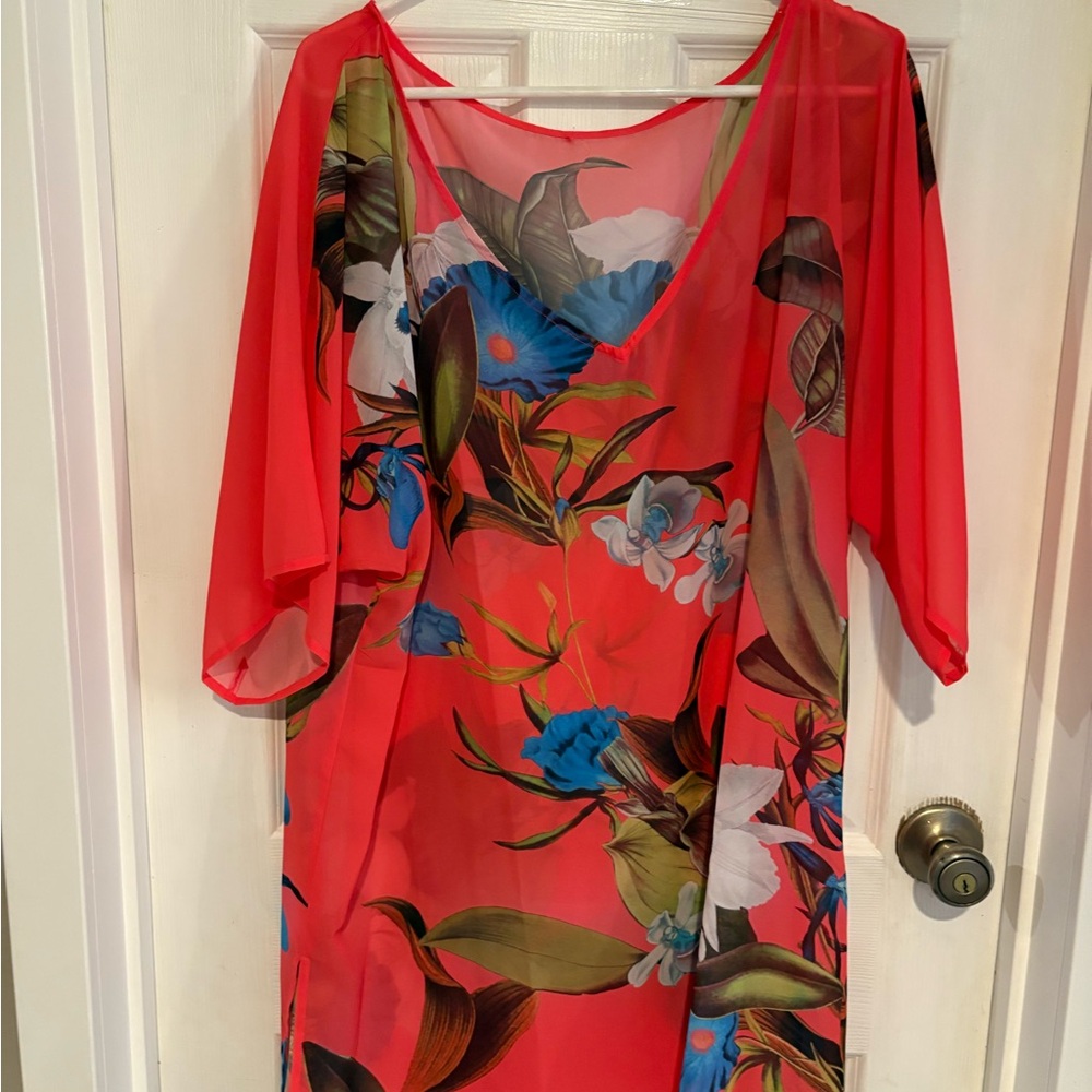Vibrant Floral Sheer Cover-Up